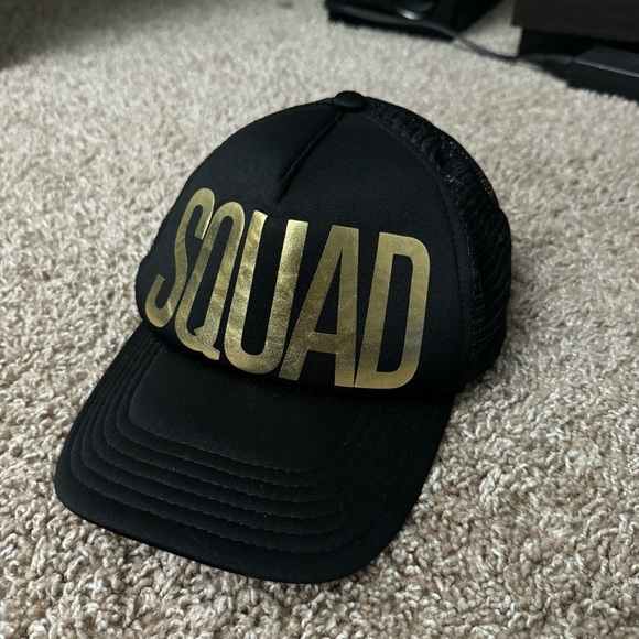 Black & Gold Squad Mesh‎ Back Hat - Picture 1 of 2